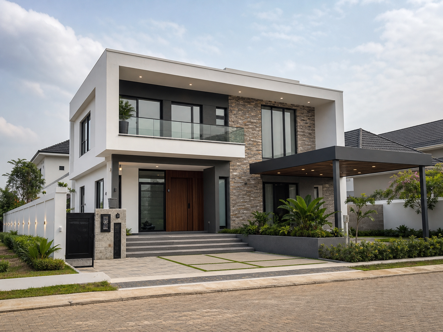Completed modern residential building